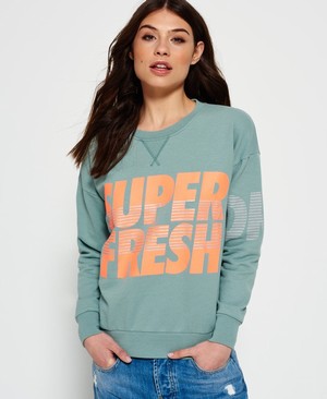 Superdry Freshness Crew Neck Női Pulóver Zöld | THOMK5183